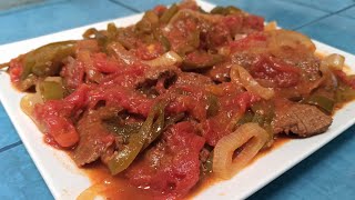 Bistec de Res  Entomatado bien suave posta de pierna Receta 100% Nicaraguense