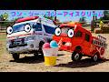 救急車のピポと消防車のウーの『ワン・ツー・スリー!アイスクリーム』アニメ&ぬりえ【働く車のオリジナルソング】