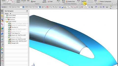 NX CAD Surface Modeling & Editing - Create Surface using  Swept &Through Curve Mesh Tool