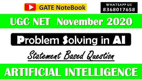 Problem Solving in AI | Asked in UGC NET November 2020 | ARTIFICIAL INTELLIGENCE