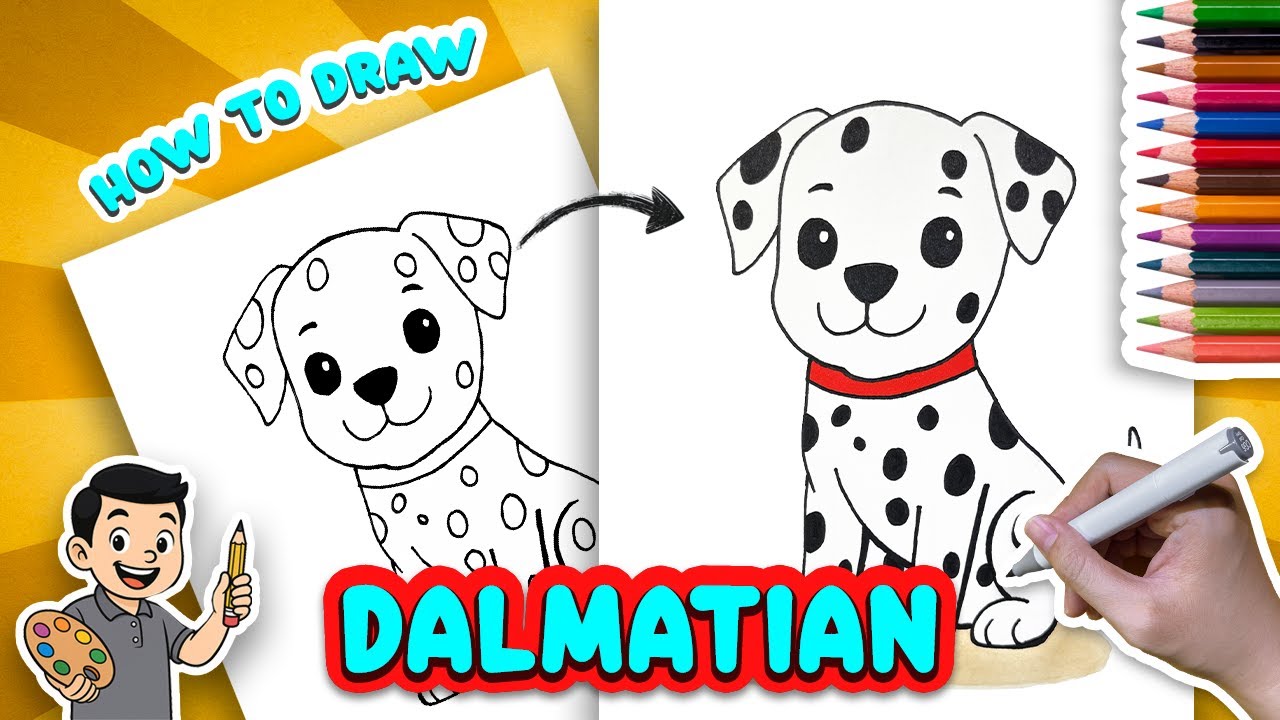 How to Draw a Dalmatian Puppy Step by Step Tutorial