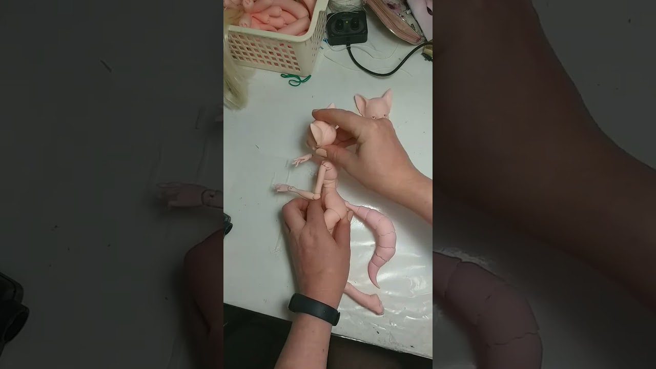 Pink fox bjd doll / Розовая лиса кукла