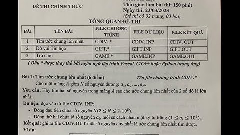 Python Giải đề thi học sinh giỏi lớp 9 tin học - bài 1 tìm ước chung lớn nhất