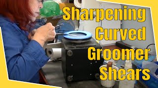 Sharpening Freebird Groomer Curved Shears on the Scimech Flathone | Bonika Shears