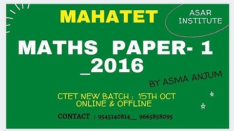 MAHA TET  _ maths  ppr 1 _  January  2016