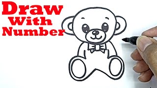 how to draw a teddy bear easy with number 0 drawing with number