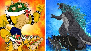 BOWSER (Super Mario Bros.) vs GODZILLA- KONG: Hot vs Cold Challenge- Sad Story| Godzilla Animation