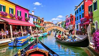 BURANO VENICE 🇮🇹 Summer Walk in the World's Most Colorful Island | Gondola, Ferry and Hidden Alleys
