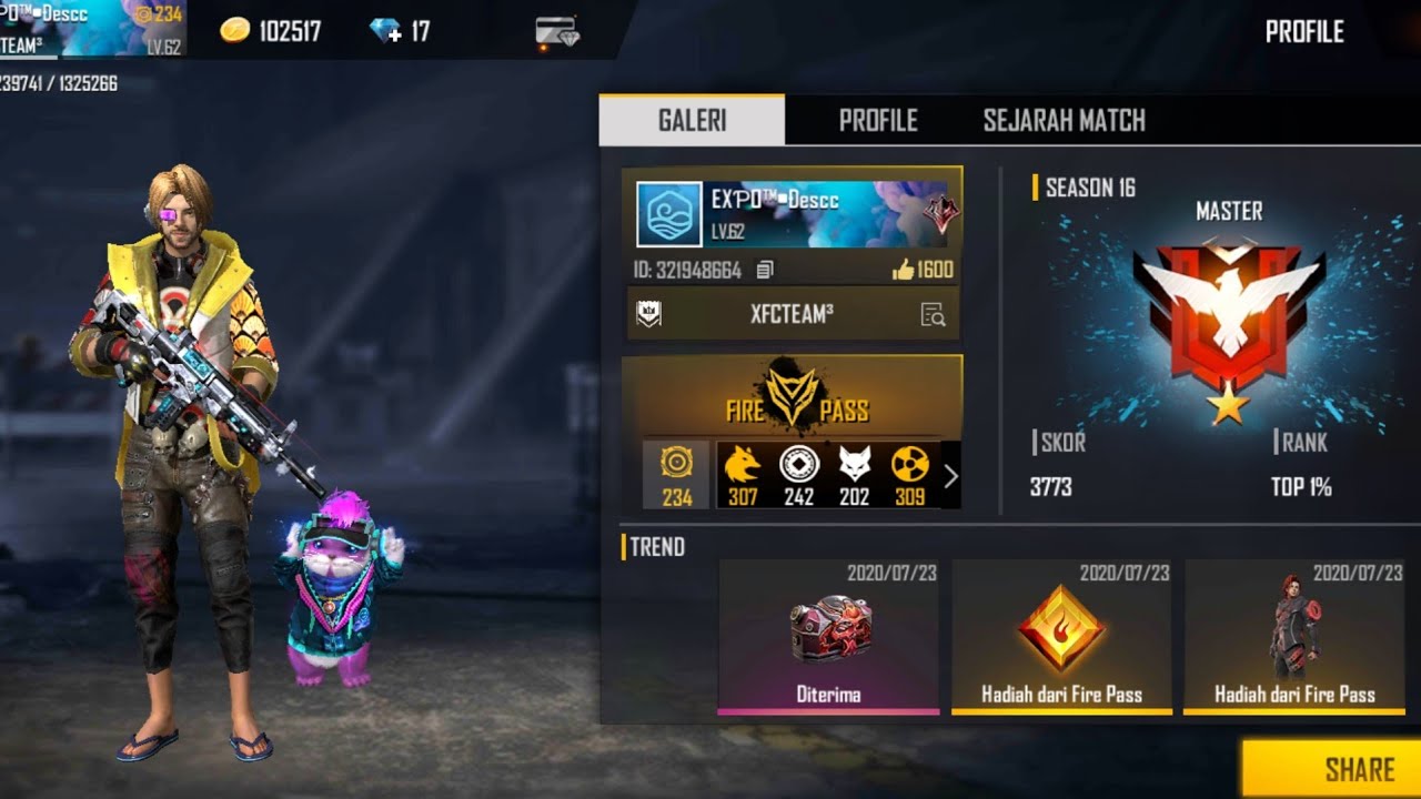 PUSH MASTER BINTANG 1 FREE FIRE INDONESIA YouTube