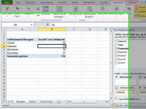 Pivot-Tabellen mit Excel 2010 - Teil 02 Daten aktualisieren - YouTube
