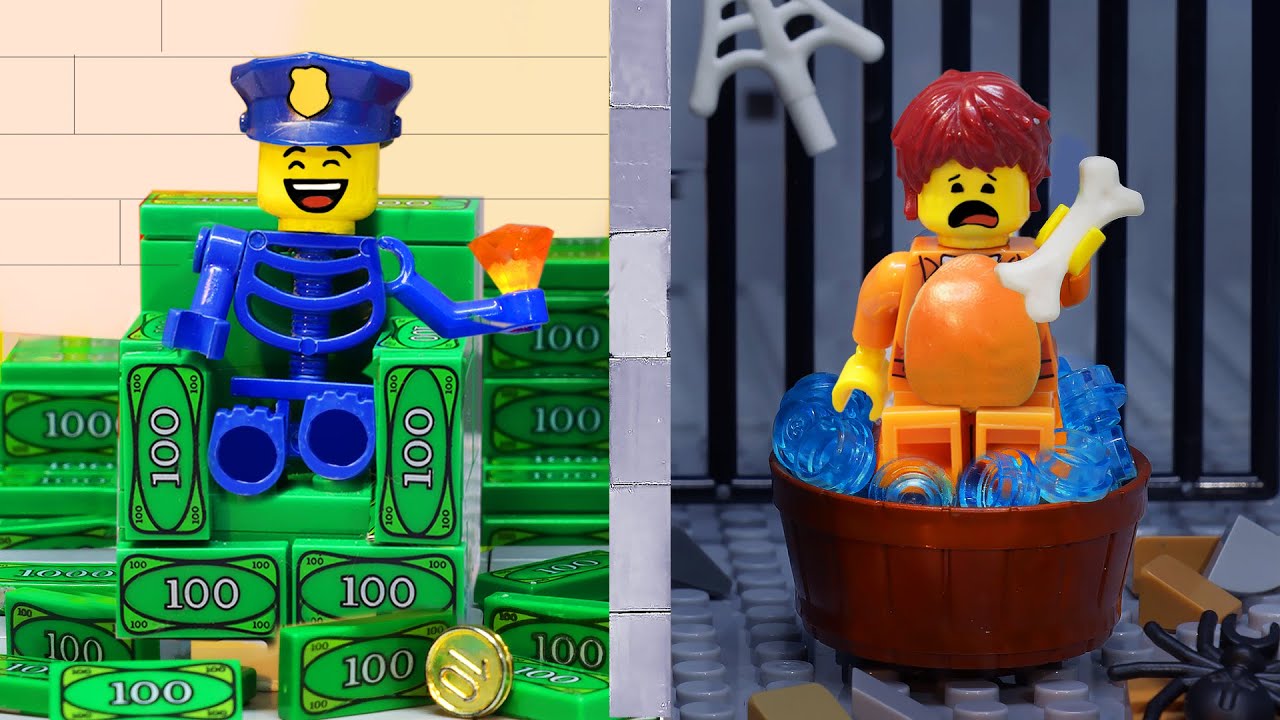 RICH POLICE vs BROKE PRISONER Lego Police Prison Break