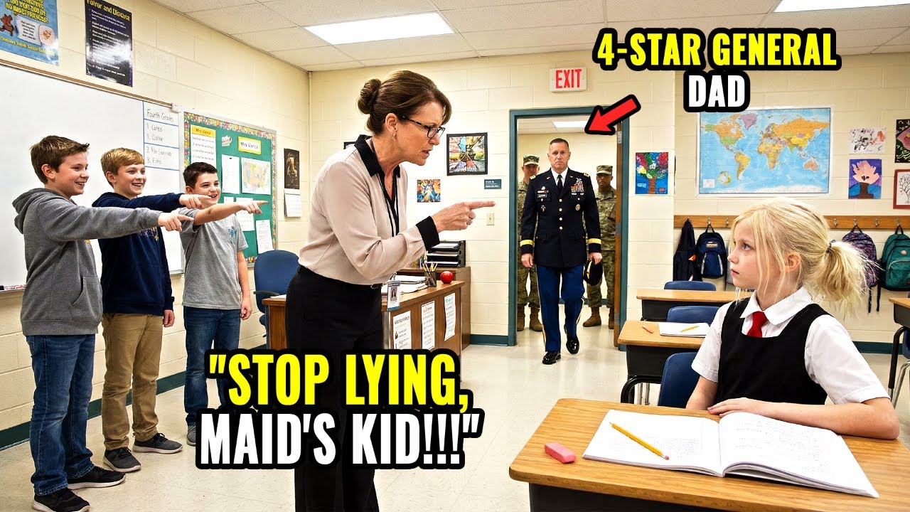 Teacher Called Maid's Daughter Liar About Her Dad's Job — Speechless When 4-Star General Stepped In