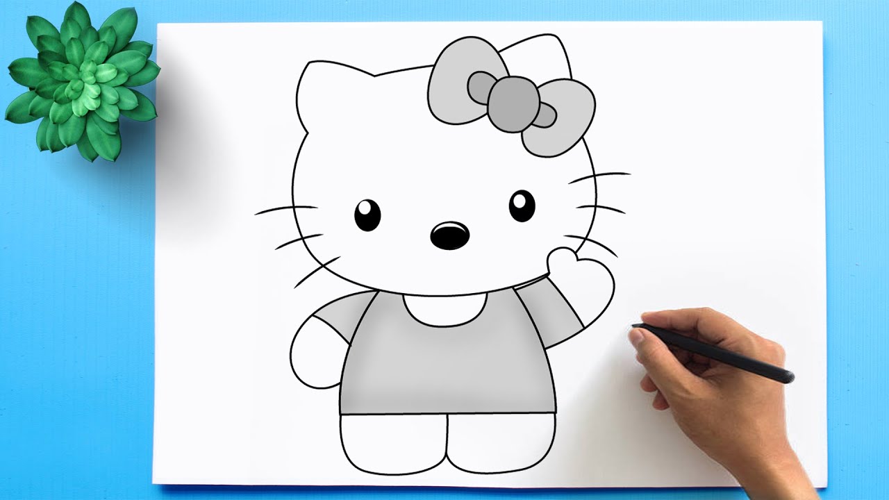 Simple Hello Kitty Drawing   YouTube