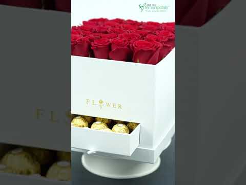 Ferns N Petals - Red Roses and white box