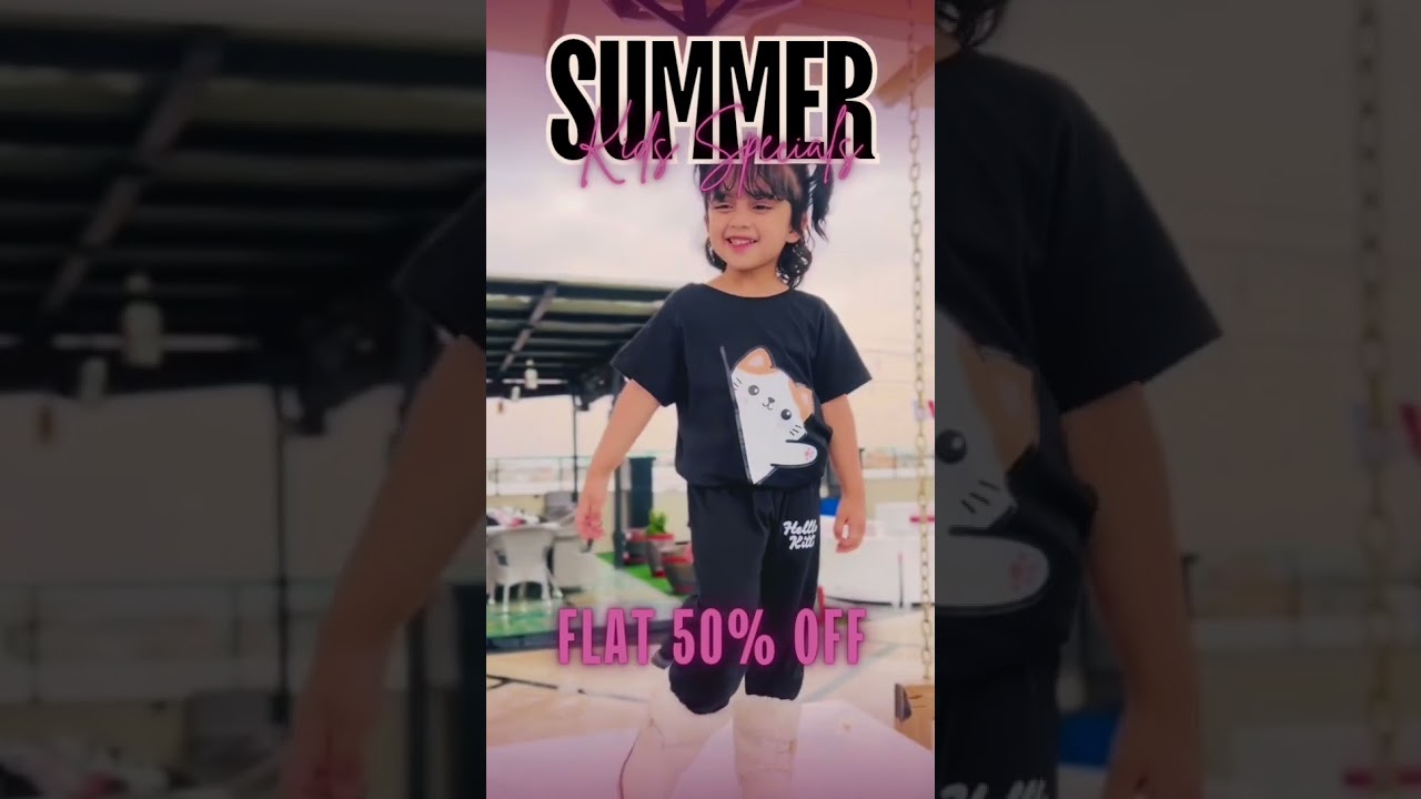 "SUMMER SALE ALERT! 50% OFF on kids' clothing! Shop freshest summer styles for kids aged 2-12!