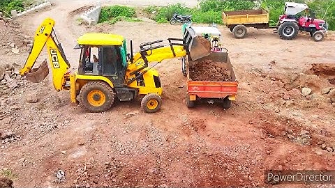 jcb 3DX backhoe machine Mahindra tractor soil loading l jcb video