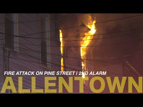 Early fire attack on a 2nd alarm house fire in Allentown, Pennsylvania