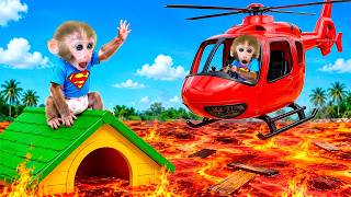 Monyet Bonbon menerbangkan helikopter pemadam kebakaran untuk menyelamatkan kakak monyet