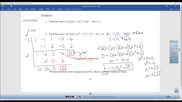 Precalculus 2.5 Zeros of Polynomial Functions