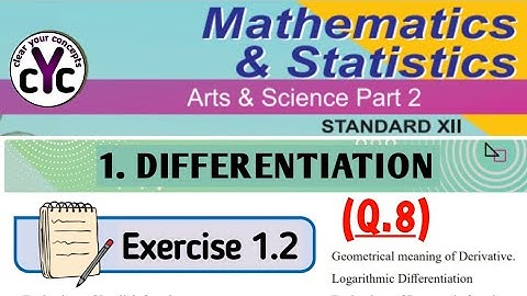 Exercise 1.2 (Q.8) | Differentaition | chapter 1 | class 12 | Maths part 2 | MH board