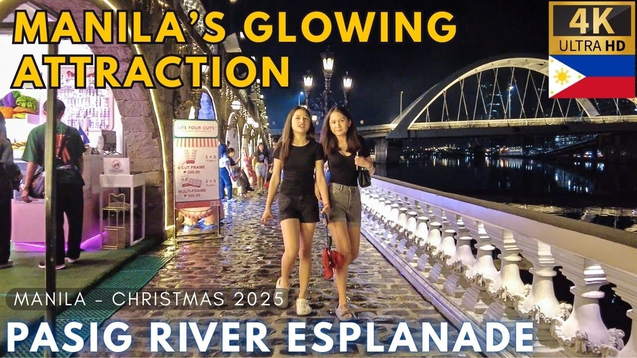 Rainy Christmas Walk at PASIG RIVER ESPLANADE [4K] Manila Philippines - December 2025