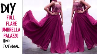 Heya guys ttoday il share how you can make umbrella cut full gher
palazzo/ long divided skirt/gharara/ cutting and stitching/ to
circular plazzo/sha...
