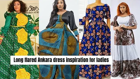 Long flared Ankara African gowns styles for young and mature ladies 