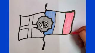 England 🏴󠁧󠁢󠁥󠁮󠁧󠁿 vs France 🇫🇷 Flag Drawing | Easy Drawing & Coloring Tutorial | @KalakritArtStudio 