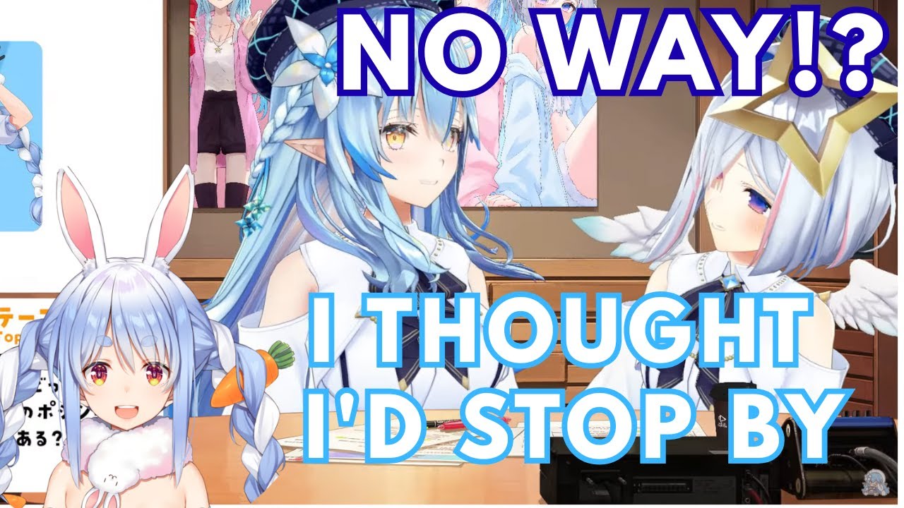 Lamy and Kanata was surprised by the sudden arrival of Pekora