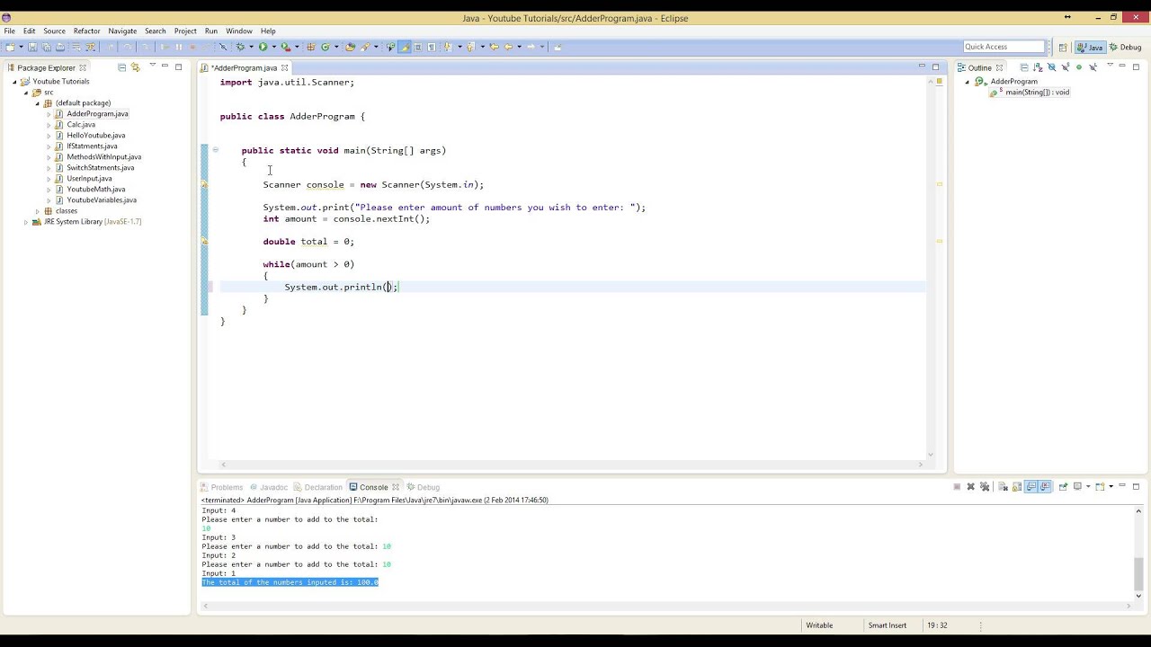 Java Programing Episode 8 (Simple Adder) (Beginner) - YouTube