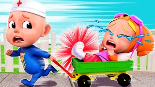 Supper Hero Takes Care of A Baby Boo Boo + Wheels On the Bus | More Nursery Rhymes & Kids Songs