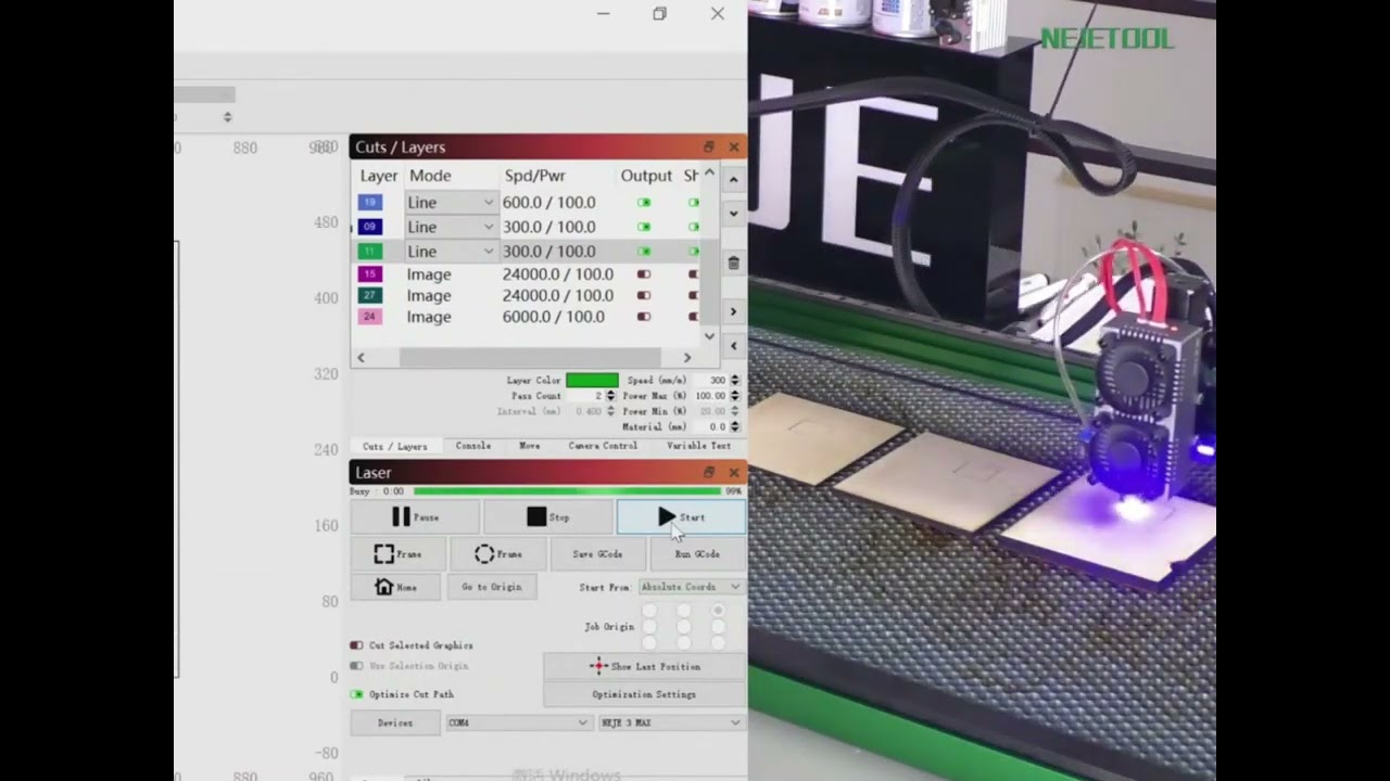 NEJE Max 4 E80 Laser Engraver Cutting 10mm Plywood