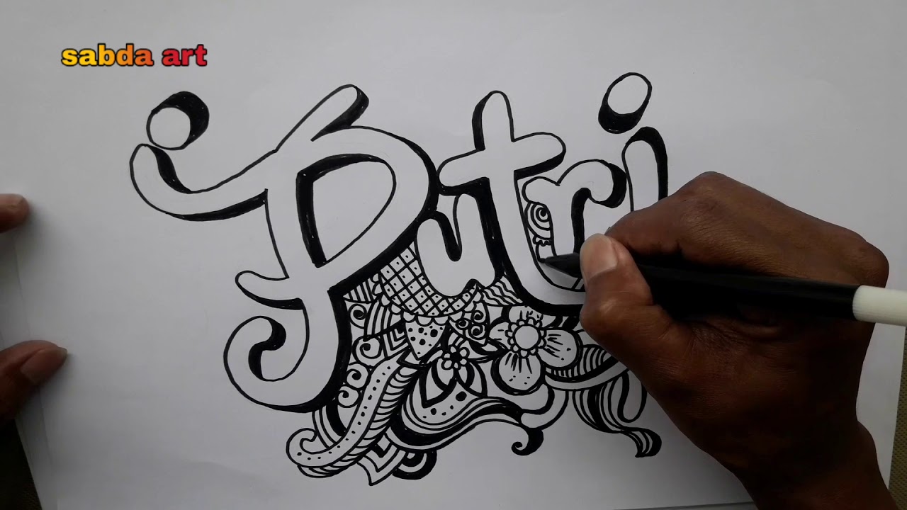 Cara Belajar Menggambar Doodle Art Nama Putri - Youtube