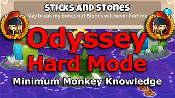 BTD6 Odyssey - Hard Mode Guide - Minimum Monkey Knowledge (Sticks And Stones)