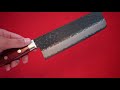 Seisuke blue super hammered kurouchi nakiri japanese knife 165mm with red pakka wood handle