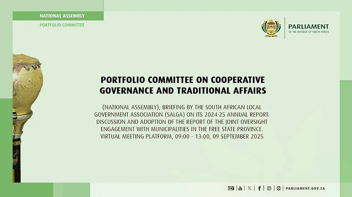 Portfolio Committee on Cooperative Governance and Traditional Affairs, 09 September 2025