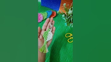 Macrame Heart Shape Keychain 💚🤍#macrame #handmade #shortvideo