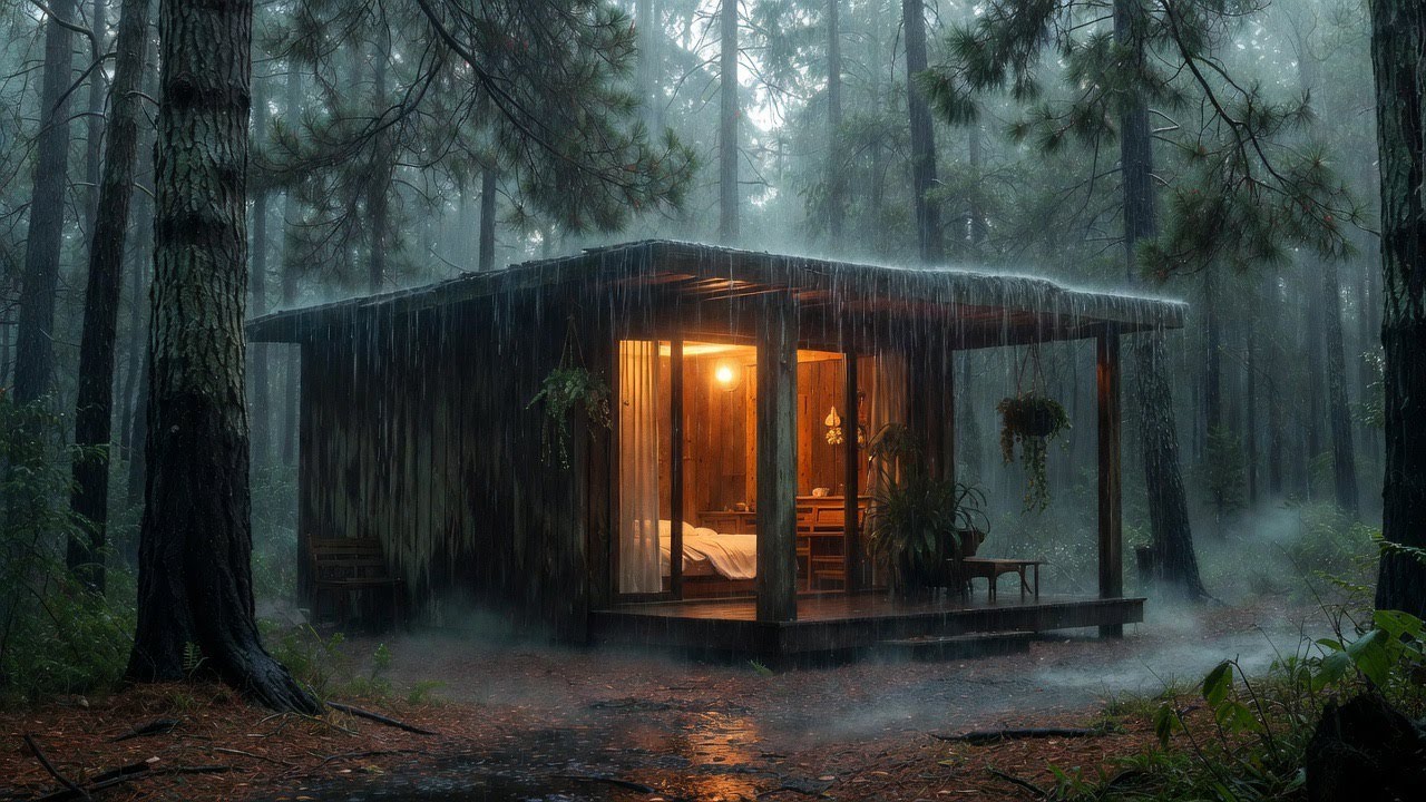 Tranquil Forest Rainstorm Ambience | Natural Sounds for Insomnia Relief and Relaxation 24/7