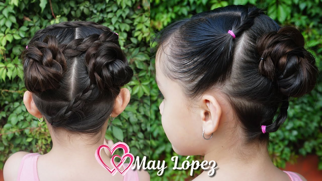 Peinado para niñas con chonguitos para el calor | Hairstyles for Girls |  May López - YouTube