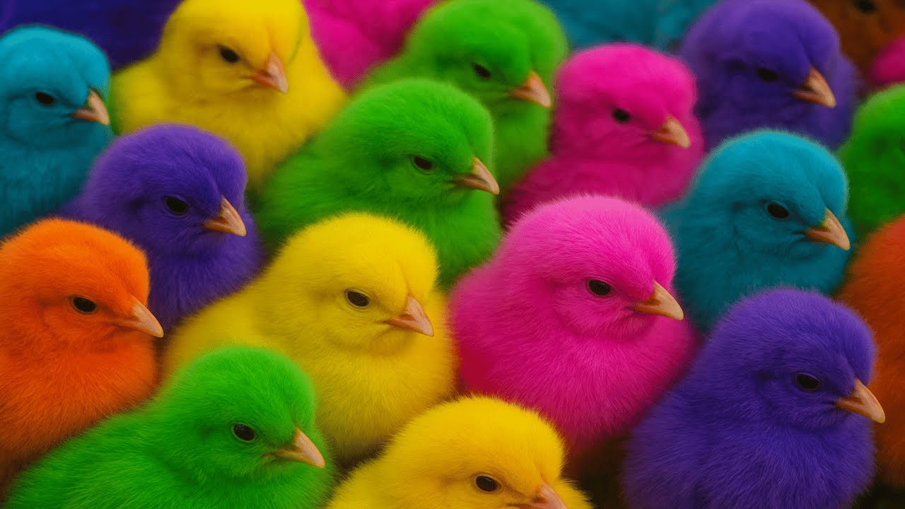 Catching Color Chickens, cute chickens, colorful chickens, cute ducks, cute rabbits, cute animals