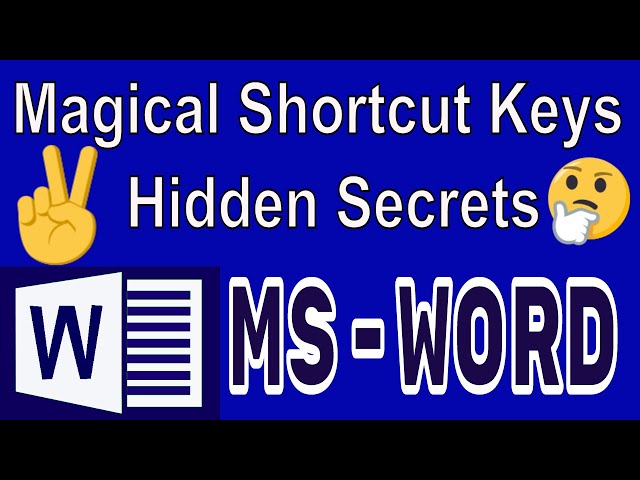 Magical Shortcut Keys in Microsoft Word| Hidden Secrets in MS Word | Tips and Tricks in Word