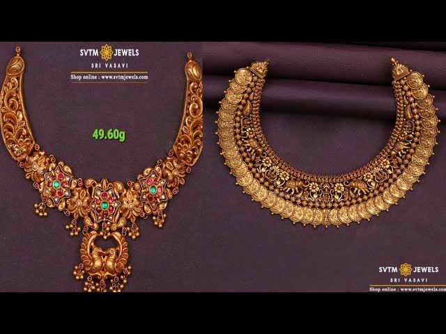 #Latest Gold Necklace Collection of SVTM Jewels in 2021 | Gold Necklace Designs class=