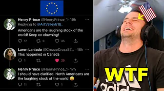 American reacts to Dumb things EUROPEANS Say about America