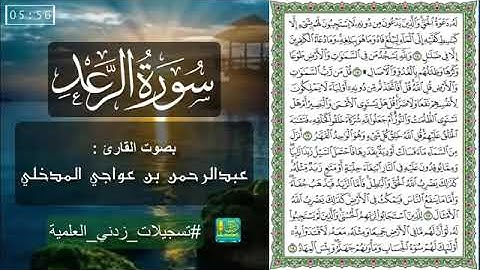 سورة الرعد كاملة للقارئ: عبدالرحمن بن عواجي مدخلي.