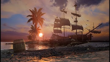 Pirate island Sunset - Scene assembly in Unreal Engine 5 5