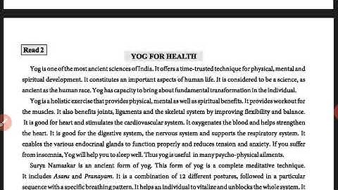 STANDARD 11 UNIT 4  READ 2 YOG FOR  HEALTH