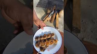 Shrimp Skewers 🍤#cooking #chulha #cookingonthebeach #shrimpskewers #shrimponthebeach #fireside