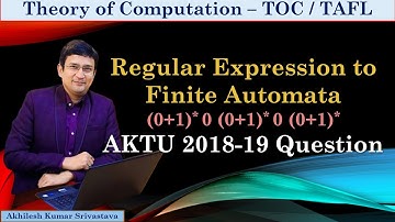 AKTU Solved Questions (2022-23) || Regular Expression to Finite Automata for (0+1)*0(0+1)*0(0+1)*