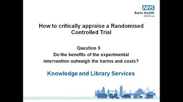 9-How to Critically Appraise a Randomised Controlled Trial following the CASP checklist: Question 9