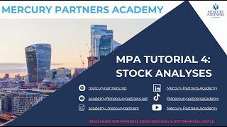 MPA Tutorial No.4 - Stock Analyses